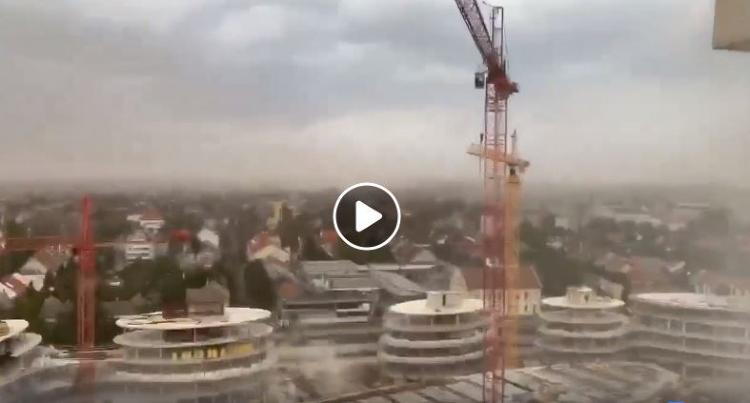 Ezt látni kell! Brutális szélvihar Szegedről egy toronydaru tetejéről!