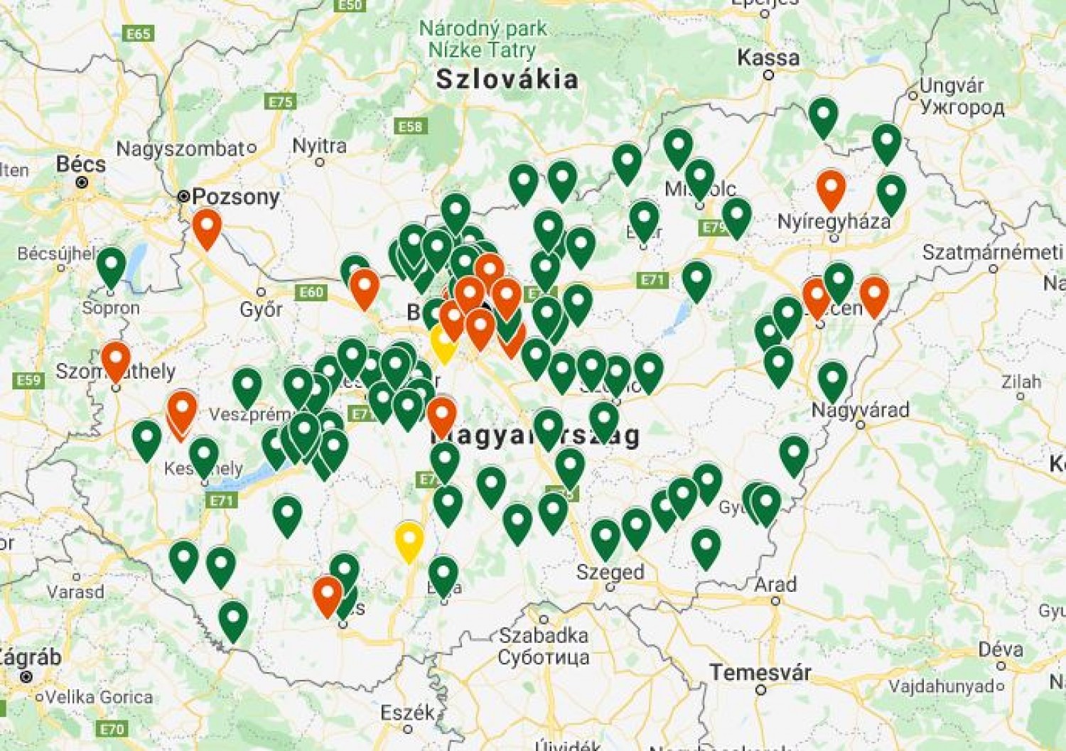 VÉGRE! Itt egy térkép, amin be vannak jelölve, hogy hol van koronavírussal fertőzött személy Magyarországon