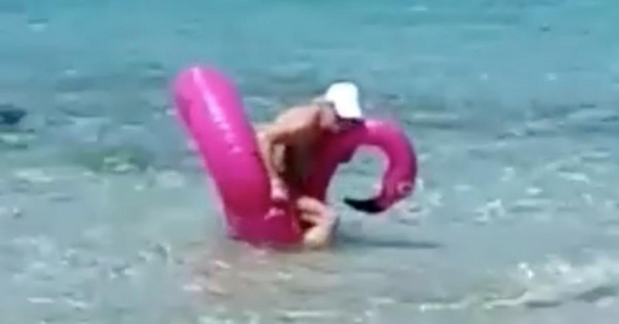 A nagyi bikiniben egy óriás flamingóval jött ki a strandra. Nem pont úgy sikerült, ahogy gondolta...